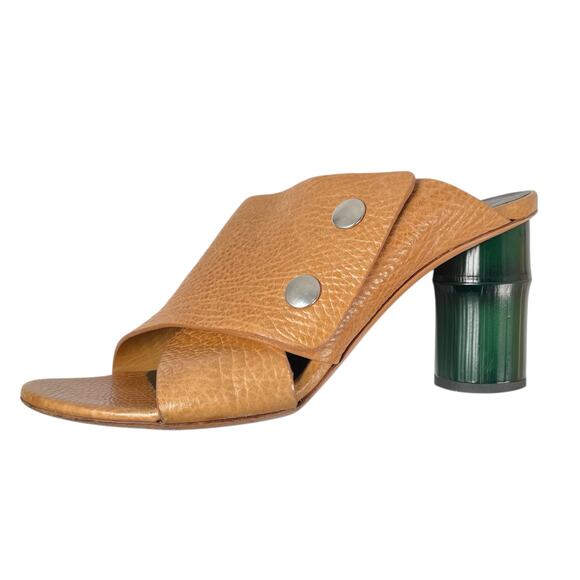 ACNE STUDIOS Womens 11 / 41 Peep Toe Mule Stud Leather Heels ITALY - Picture 11 of 12